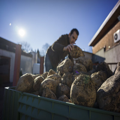 Sugar beets being harvested from rich European soil